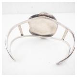 Southwestern Sterling Silver Agate Stone Cuff Bracelet