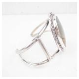 Southwestern Sterling Silver Agate Stone Cuff Bracelet