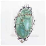 Cortez HMS Turquoise Ring - Sterling Silver, Oval Cabochon. Size 5.5
