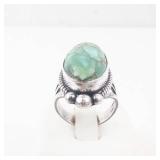 Cortez HMS Turquoise Ring - Sterling Silver, Oval Cabochon. Size 5.5