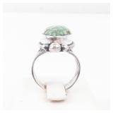 Cortez HMS Turquoise Ring - Sterling Silver, Oval Cabochon. Size 5.5