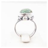 Cortez HMS Turquoise Ring - Sterling Silver, Oval Cabochon. Size 5.5