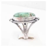 Cortez HMS Turquoise Ring - Sterling Silver, Oval Cabochon. Size 5.5