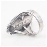 Cortez HMS Turquoise Ring - Sterling Silver, Oval Cabochon. Size 5.5