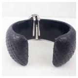 Sterling Multi-Colored CZ Leather Cuff Bracelet