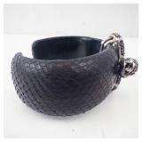 Sterling Multi-Colored CZ Leather Cuff Bracelet