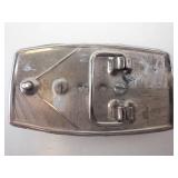 Southwestern Silver Belt Buckle with Oval Stone Inset - Navajo/Zuni-Inspired Motif