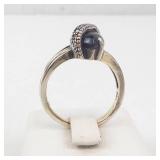 Onyx & Marcasite Setting Ring - Size 7.75-8