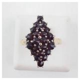 Garnet Vermeil Ring (925) - Cluster Garnet, Size 6.75