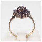 Garnet Vermeil Ring (925) - Cluster Garnet, Size 6.75
