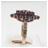 Garnet Vermeil Ring (925) - Cluster Garnet, Size 6.75