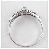 Aquamarine Ring - Sterling Silver (925) - Size 8.75 - Filigree Leaf