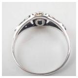 Aquamarine Ring - Sterling Silver (925) - Size 8.75 - Filigree Leaf