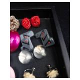 Vintage-Inspired Bold Colorful Earrings - Clip-On & Pierced Assorted Costume Jewelry Lot