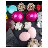 Vintage-Inspired Bold Colorful Earrings - Clip-On & Pierced Assorted Costume Jewelry Lot