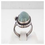 Sterling Silver Blue Chalcedony Cabochon Ring - Size 5