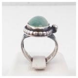 Sterling Silver Blue Chalcedony Cabochon Ring - Size 5