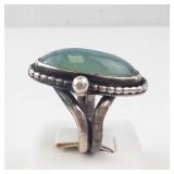 Sterling Silver Blue Chalcedony Cabochon Ring - Size 5