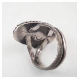 Sterling Silver Blue Chalcedony Cabochon Ring - Size 5