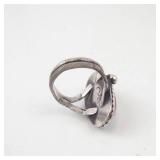 Sterling Silver Blue Chalcedony Cabochon Ring - Size 5