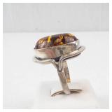 Amber Ring - Sterling Silver 925 - Size 6