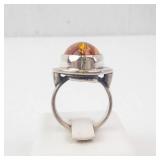 Amber Ring - Sterling Silver 925 - Size 6