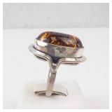 Amber Ring - Sterling Silver 925 - Size 6