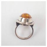 Amber Ring - Sterling Silver 925 - Size 6