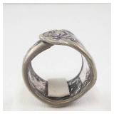 Spoon Ring - Size 5.5 - Silver Tone Rose-Engraved Band