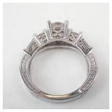 Three-Stone CZ Ring - Vintage Silver Tone, Size 5