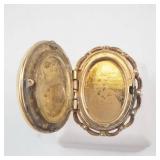 Floral Porcelain Cameo Ring - Gold Tone, Size 6-7, Vintage