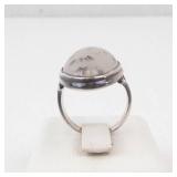 Sterling Silver Oval Dendritic Agate Ring - Size 3.5