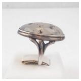Sterling Silver Oval Dendritic Agate Ring - Size 3.5