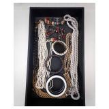 Bracelets & Necklaces Lot - White Seed-Bead Strands, Black Bead & Metal Chains