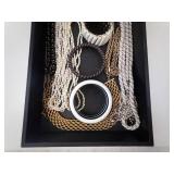 Bracelets & Necklaces Lot - White Seed-Bead Strands, Black Bead & Metal Chains