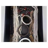 Bracelets & Necklaces Lot - White Seed-Bead Strands, Black Bead & Metal Chains