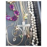 Liz Claiborne From the Heart Ruby Peace Necklace - Costume Jewelry Lot