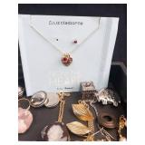 Liz Claiborne From the Heart Ruby Peace Necklace - Costume Jewelry Lot