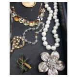 Assorted Costume Jewelry Lot - Necklaces, Bracelets, Earrings & Brooches