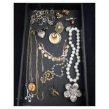 Assorted Costume Jewelry Lot - Necklaces, Bracelets, Earrings & Brooches