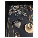 Assorted Costume Jewelry Lot - Necklaces, Bracelets, Earrings & Brooches