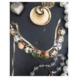 Assorted Costume Jewelry Lot - Necklaces, Bracelets, Earrings & Brooches
