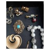 Assorted Costume Jewelry Lot - Necklaces, Bracelets, Earrings & Brooches