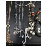 Costume Jewelry Lot - Assorted Necklaces, Bracelets, Charms & Pearls