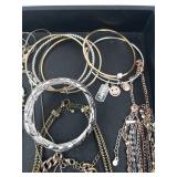 Assorted Fashion Jewelry Lot - Turquoise Flower Clusters, Rhinestone Bib Necklace, Cross Pendants