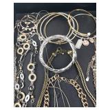 Assorted Fashion Jewelry Lot - Turquoise Flower Clusters, Rhinestone Bib Necklace, Cross Pendants