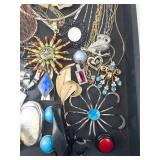 Costume Jewelry Lot - Necklaces, Pins, Bracelets, Rings & Brooches