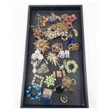 Vintage Costume Jewelry Lot - Earrings, Brooches, Bracelets, Rings