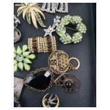 Vintage Costume Jewelry Lot - Earrings, Brooches, Bracelets, Rings