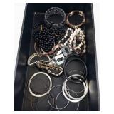 Assorted Costume Jewelry Bracelets & Bangles Lot - Beaded, Pearl & Wood Accents